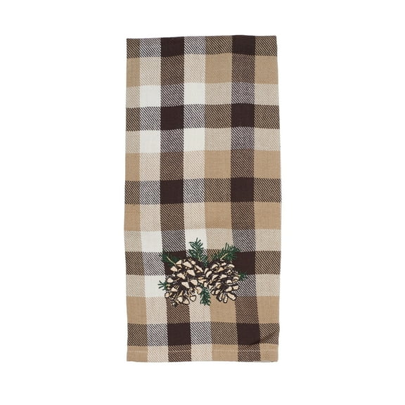 Plaid Pinecone Cotton Woven Kitchen Towel
