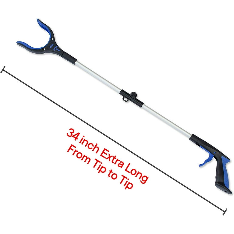 RMS 34 Inch Extra Long Reacher Grabber - Foldable Gripper and Reaching Tool  with Rotating Jaw