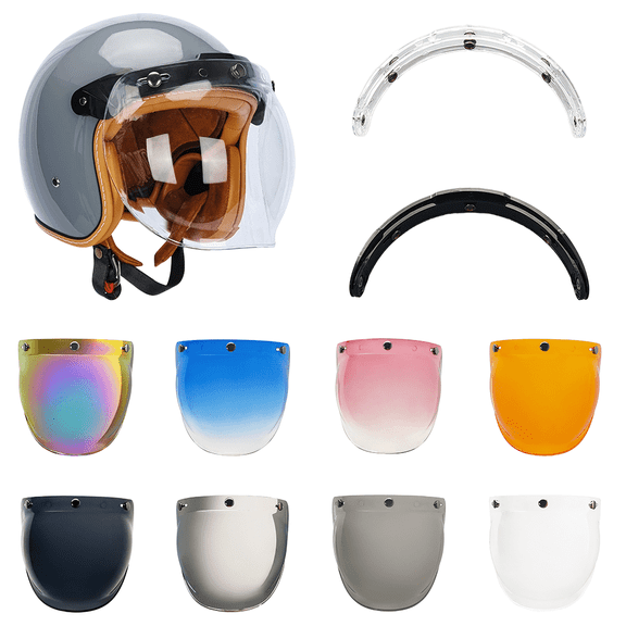 Retro 3 Snaps Bubble Visor for Open Face Helmets Vintage Shield Accessories