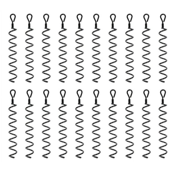 20 Pack 18 inches Spiral Shed Anchor Kit w/ Removable Eye Bolt - Steel Black Earth Auger Tent Stakes Heavy Duty Ground Screw Anchor for Securing Tents, Canopies, Tarps, Swing Sets