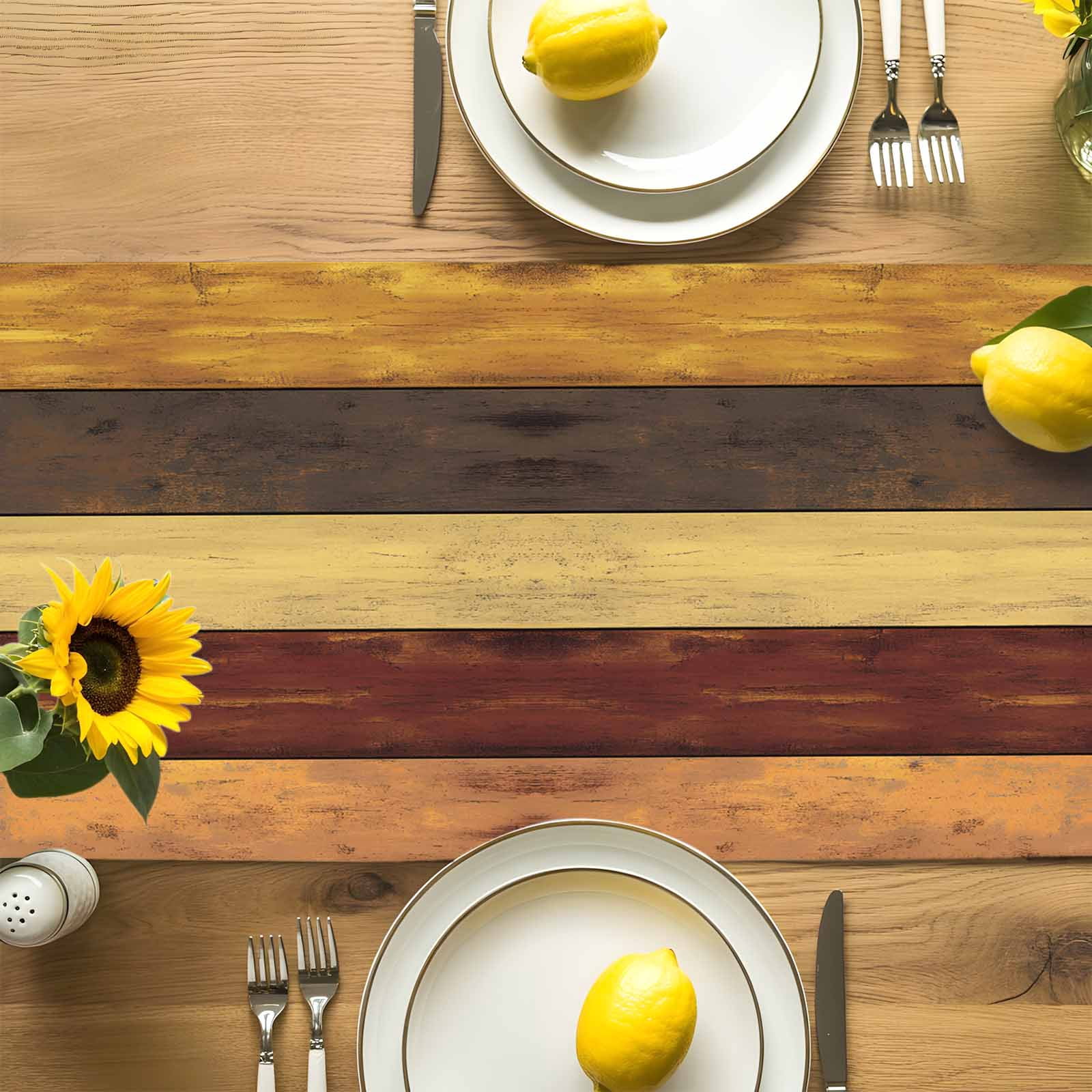 Vintage Farm Wood Plank Table Runner 90 Inches Long, Farmhouse Rustic Wood Grain Table Runners Tabletop Scarf Kitchen Dining Tables Decoration for Home Party Indoor Outdoor