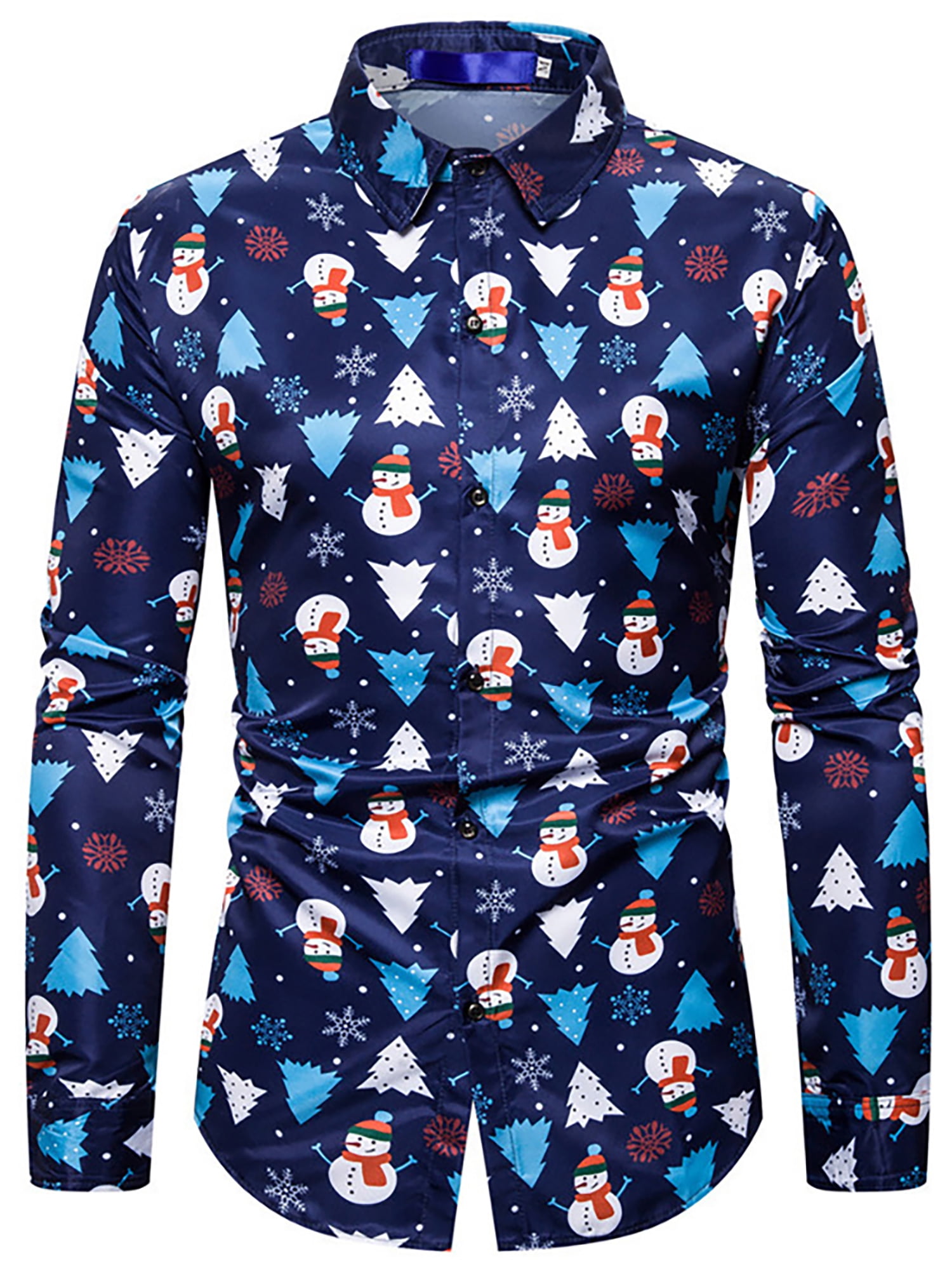 VSNOW Men Long Sleeve Button Down Christmas Shirt
