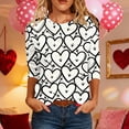 thumbnail image 1 of Hauts pour Femmes T-Shirt à Manches 3/4 à Imprimé Cœur de la Saint-Valentin à Col Rond Noir G, 1 of 6