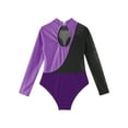 thumbnail image 4 of IEFIEL Kids Girls Ball Gymnastics Leotard Long Sleeves Shiny Rhinestone Figure Skating Jumpsuit Purple 16, 4 of 5