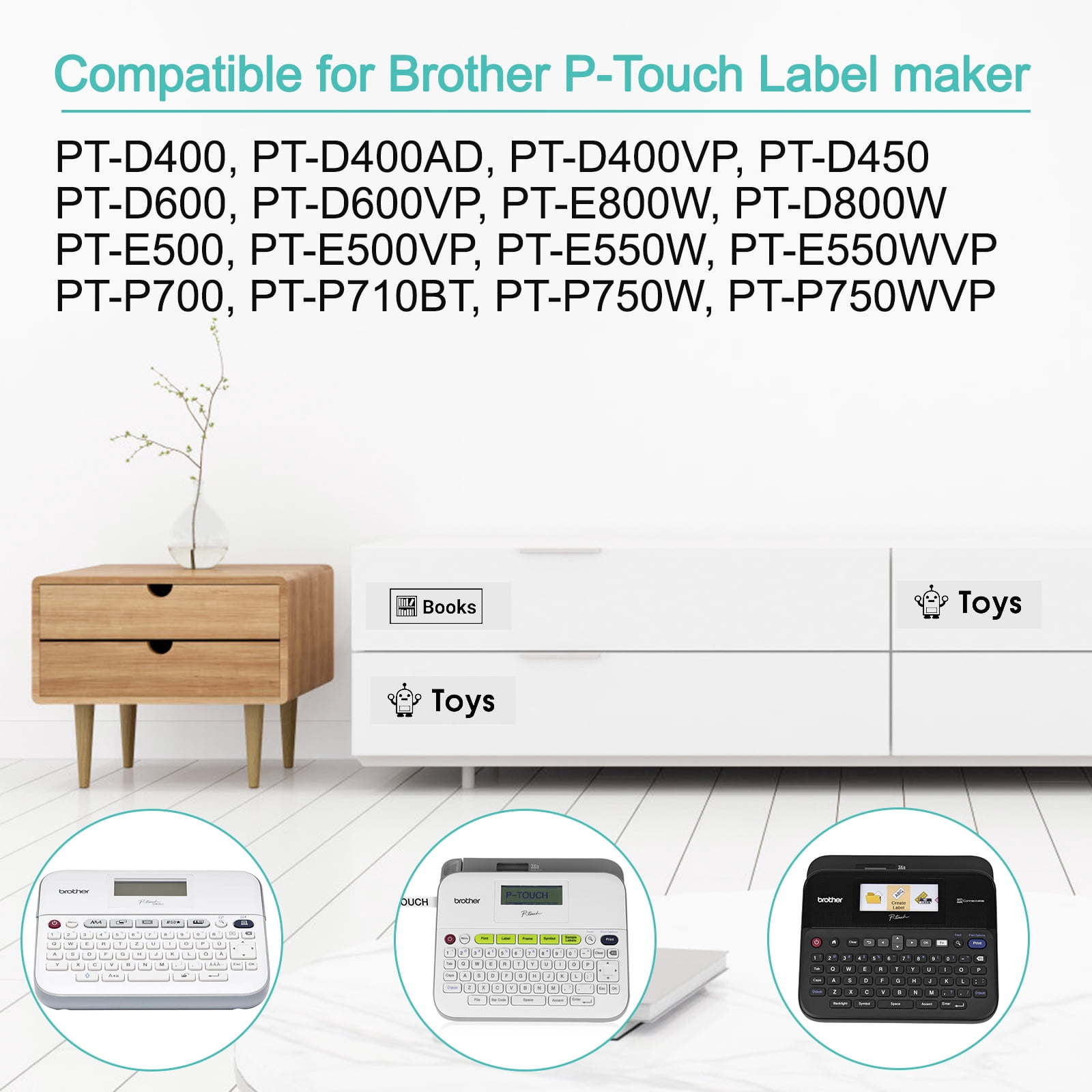 NineLeaf 6 Pack Compatible for Brother P-Touch Black on Clear TZe TZ Label Maker Tape TZe-S141 TZ-S141 18mm 0.7 in Extra Strength Laminated Label Tape