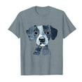 thumbnail image 3 of Women's Retro Funny Denim Patch Art Dog Print Dog Lover Crew Neck Loose Fit Short Sleeve Shirts, 3 of 3