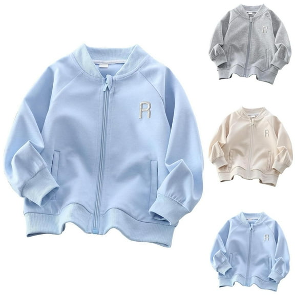 Mwjwdo Kids' Long Sleeve Zip-Up Hoodie Big Kids Pocketed Casual Comfortable Loose Fit Hoodless Casual Jacket/Coat Gray 7 Years