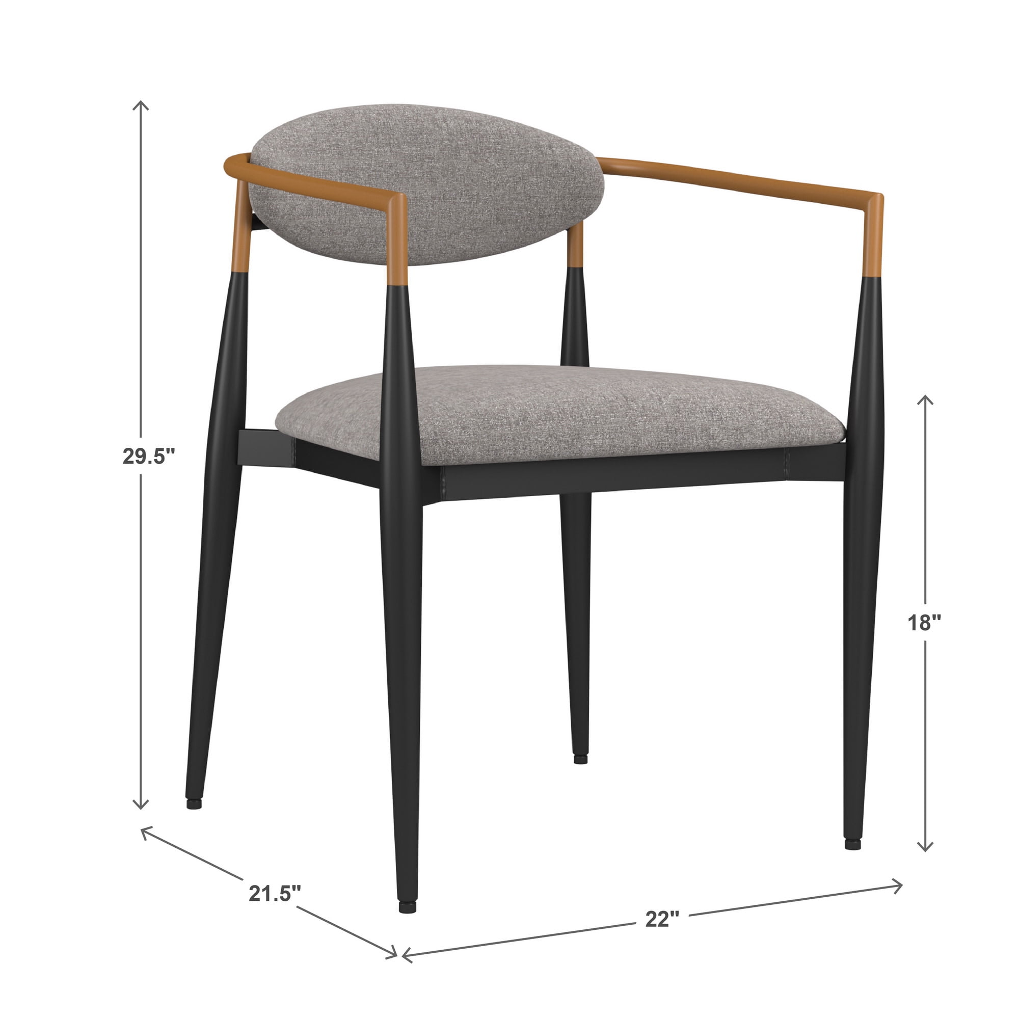 Weston Home Yuma Mid-Century Modern Dining Chair with Two-Tone Amber Dust & Black Finish, Light Gray (Set of 2)
