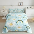thumbnail image 2 of jejeloiu Cartoon Rainbow Queen Comforter Set,Cute Daisy Flower Bedding Sets,White Blue Bedding Comforter Set For Girls Kids,Microfiber Bedroom Decor,3pcs, 2 of 8