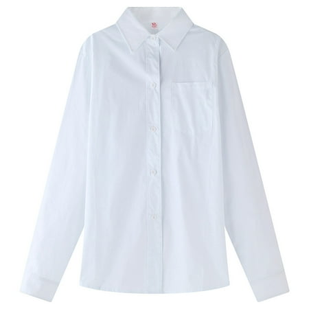 Mnyotv Boys formal Shirts School Uniform Tops Long Sleeve Button Shirt with Pockets Fall Clothes for Kids Size 4-5 Years