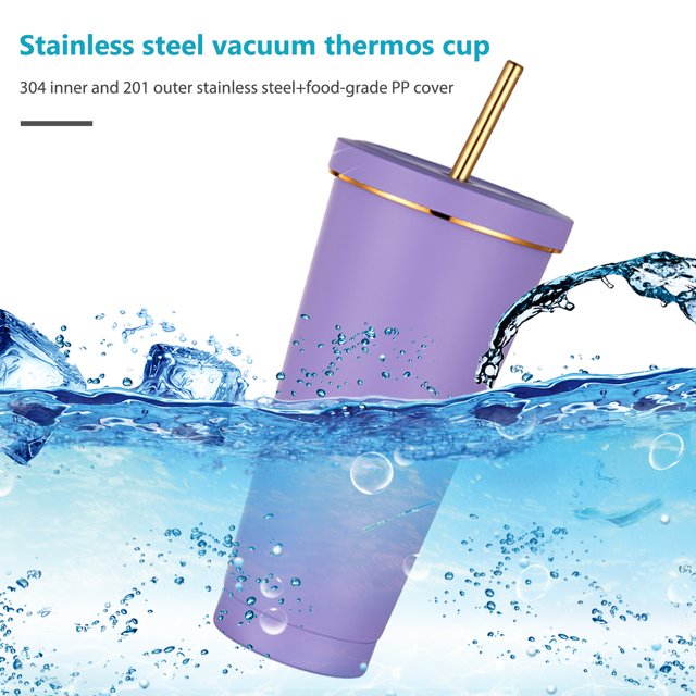 Copa De Vacío Copa De Vacío Taza de agua para coche de 750 ml, termos de paja a prueba de fugas, tazas de café de viaje (púrpura)