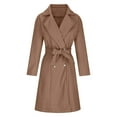 thumbnail image 6 of Idoravan Cardigans for Women Clearance Spring Women Casual Tops Jacket Long Sleeve Suit Collar Waist Strap Solid Cardigan Buttons Double Breasted Woolen Coat Windbreaker, 6 of 8