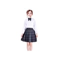 thumbnail image 1 of 3 Pcs Uniforme Scolaire Filles Chemise Blanche Jupe Col Nœud 7-8 Ans, 1 of 6