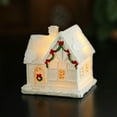 thumbnail image 3 of Resin Christmas Snow House Ornament | White Glowing Hut Desktop Decor | Winter Cabin Scene | Warm Yellow Light | Microscape Xmas Gift | Festive Resin Cottage, 3 of 3