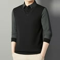 thumbnail image 3 of LIaqionyy Men's Long Sleeve Dress Shirt Collared Neck Solid Color Pullover Shirts Soft Business Casual Tee, 3 of 4