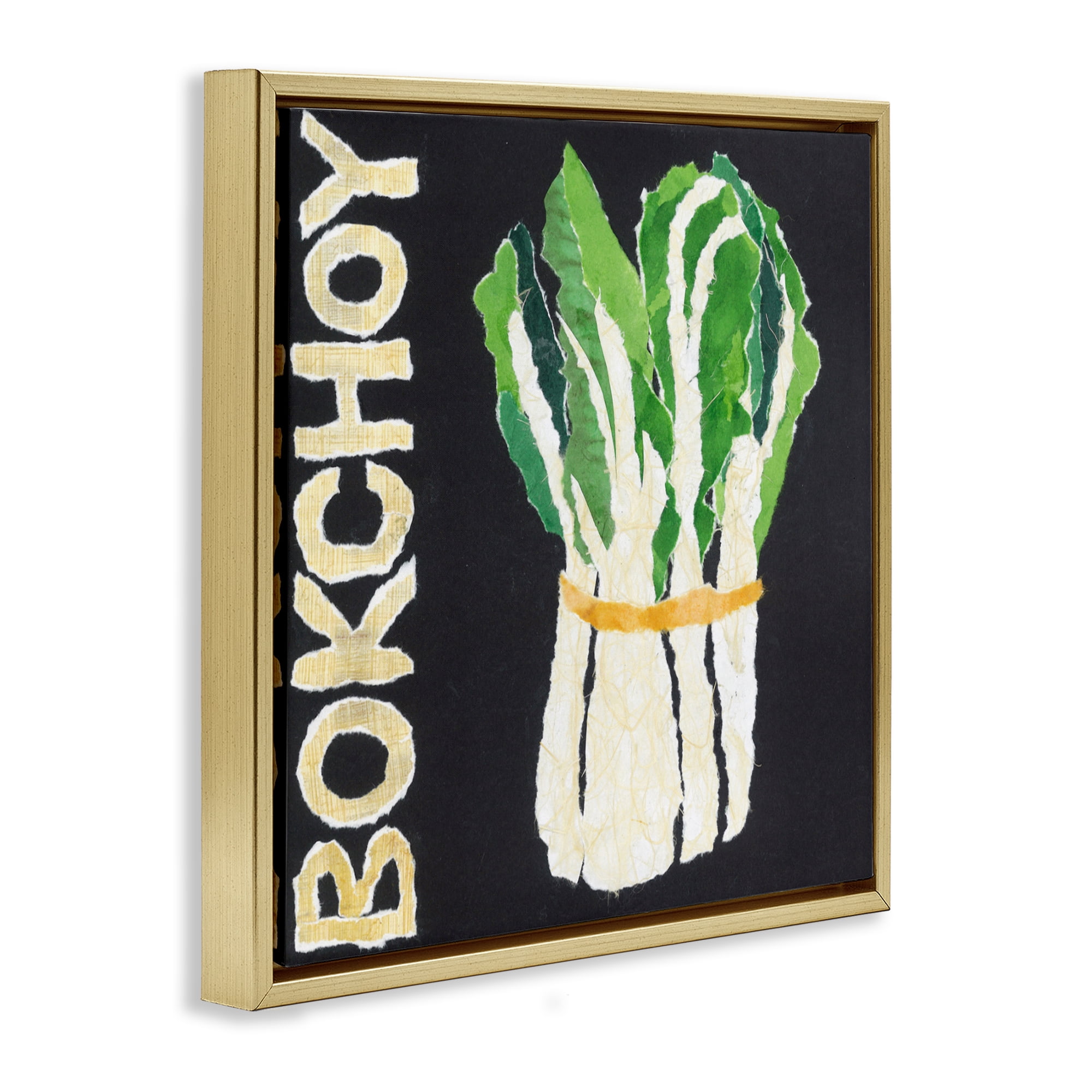 Stupell Industries Bok Choy Leafy Vegetable Gold Framed Floater Canvas Wall Art, design by Nancy Overton