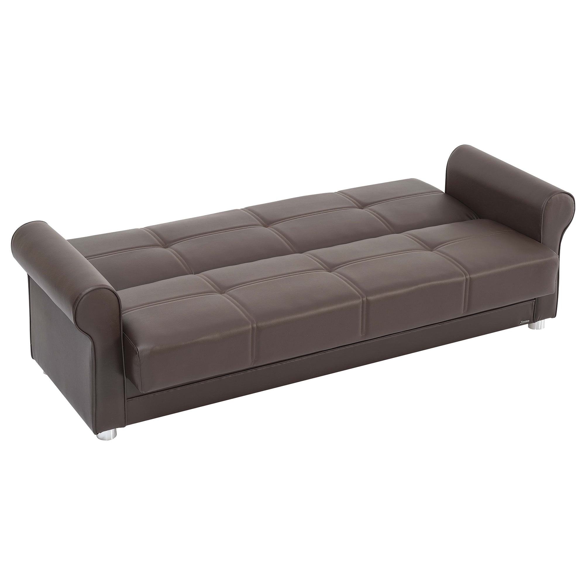 Ottomanson Convertible Sleeper Sofa Bed with Hidden Storage, Firm Comfort Couch, Brown