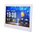 thumbnail image 3 of WIFI Weather Clock 10in 100?240V White Date Time Temperature Humidity Color Display Alarm Clock with Remote Control Support Photos Videos Music Play UK Plug, 3 of 5