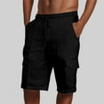 thumbnail image 2 of GHSOHS Mens Shorts Black Beach Shorts Drawstring Plus Size Men Pants Shorts Fashionable Casual Cargo Shorts Multi Pocket Drawstring Pants Men's Beach Shorts,XL, 2 of 4