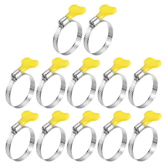 Unique Bargains Worm Gear Hose Clamp, 12pcs 1 1/4'-1 3/4' Key Type Adjustable Stainless Steel Hose Clamp for Securing Hose
