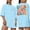 Sky Blue, variant on iTNHFP Women Tshirts Womens Tops Plus Size Women'S Club Letter Print T Shirt Cute Top Casual Graphic Tee