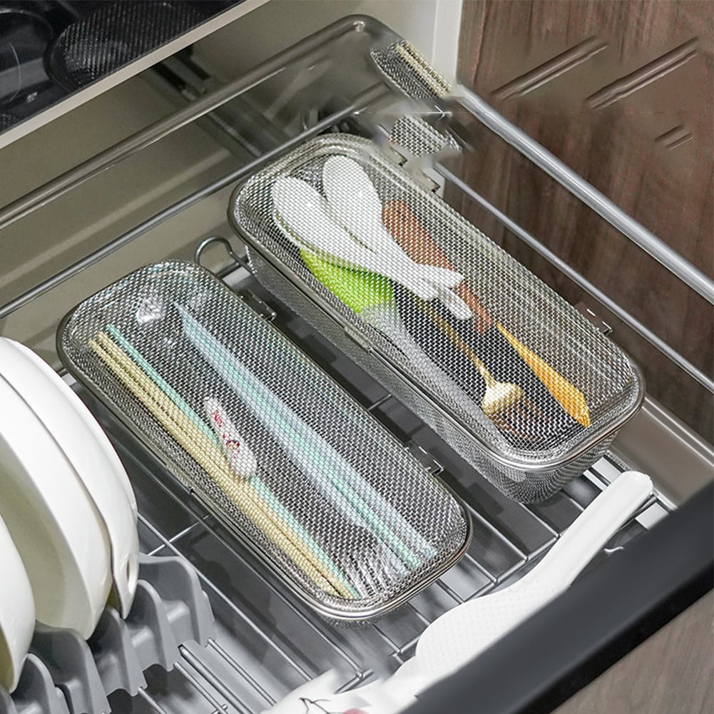 Shimoyama New Food- Grade Stainless Steel Metal Brackets Dishwasher Tableware Basket Cage For Small Items,Fork Spoon Chopsticks