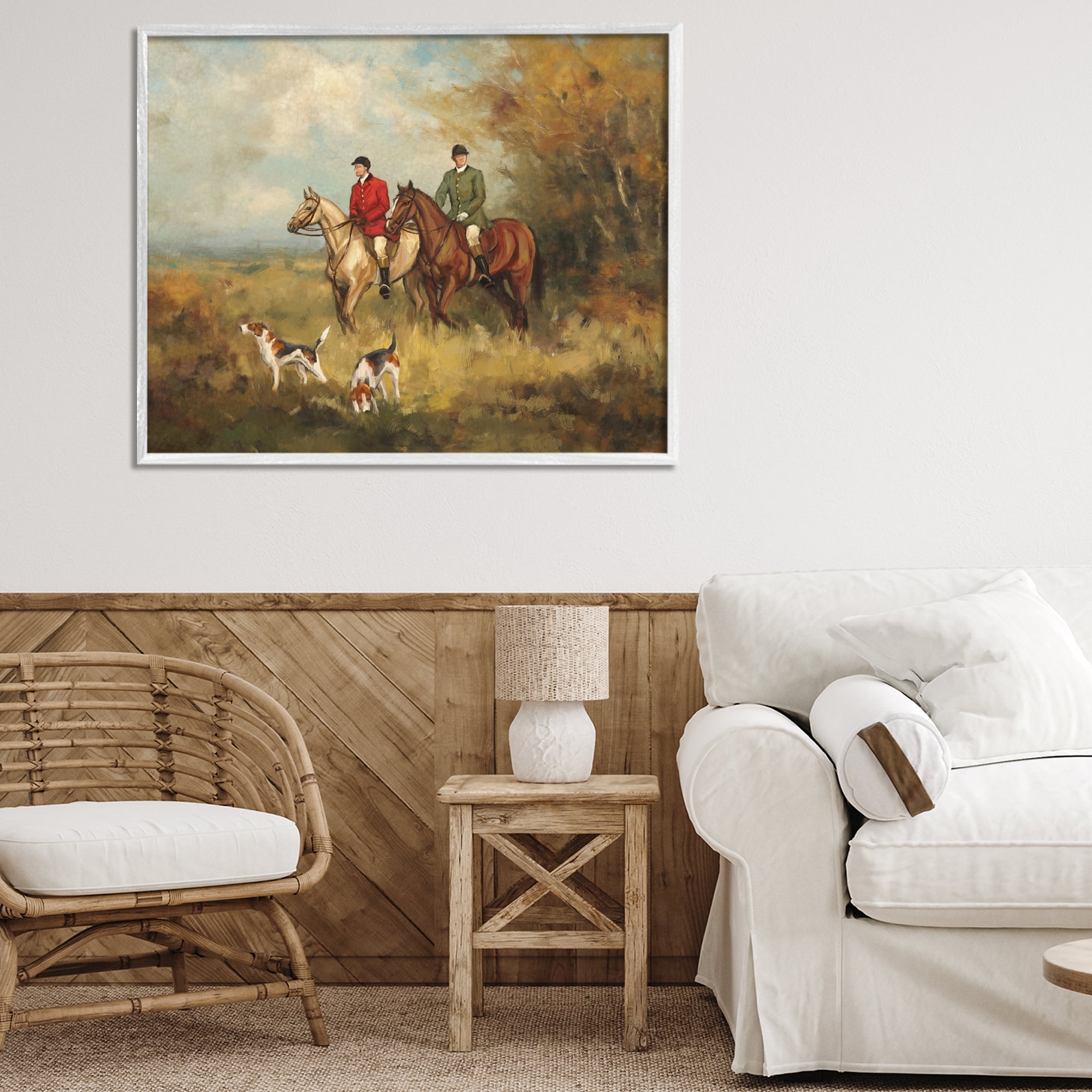 Stupell Industries Autumn Riders with Hounds White Framed Giclee Art, design by Ziwei Li