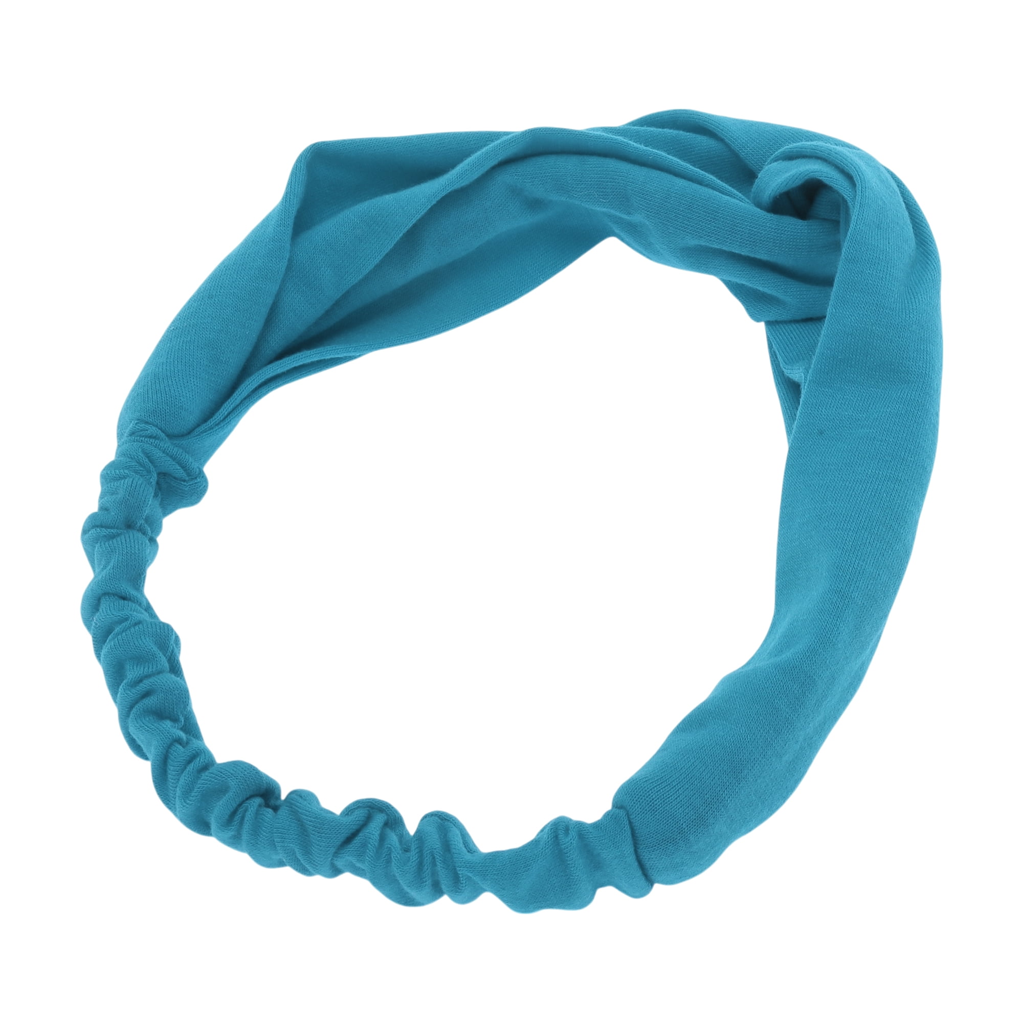 Unique Bargains Stylish Simple Solid Elastic Cross Headwrap Light Blue