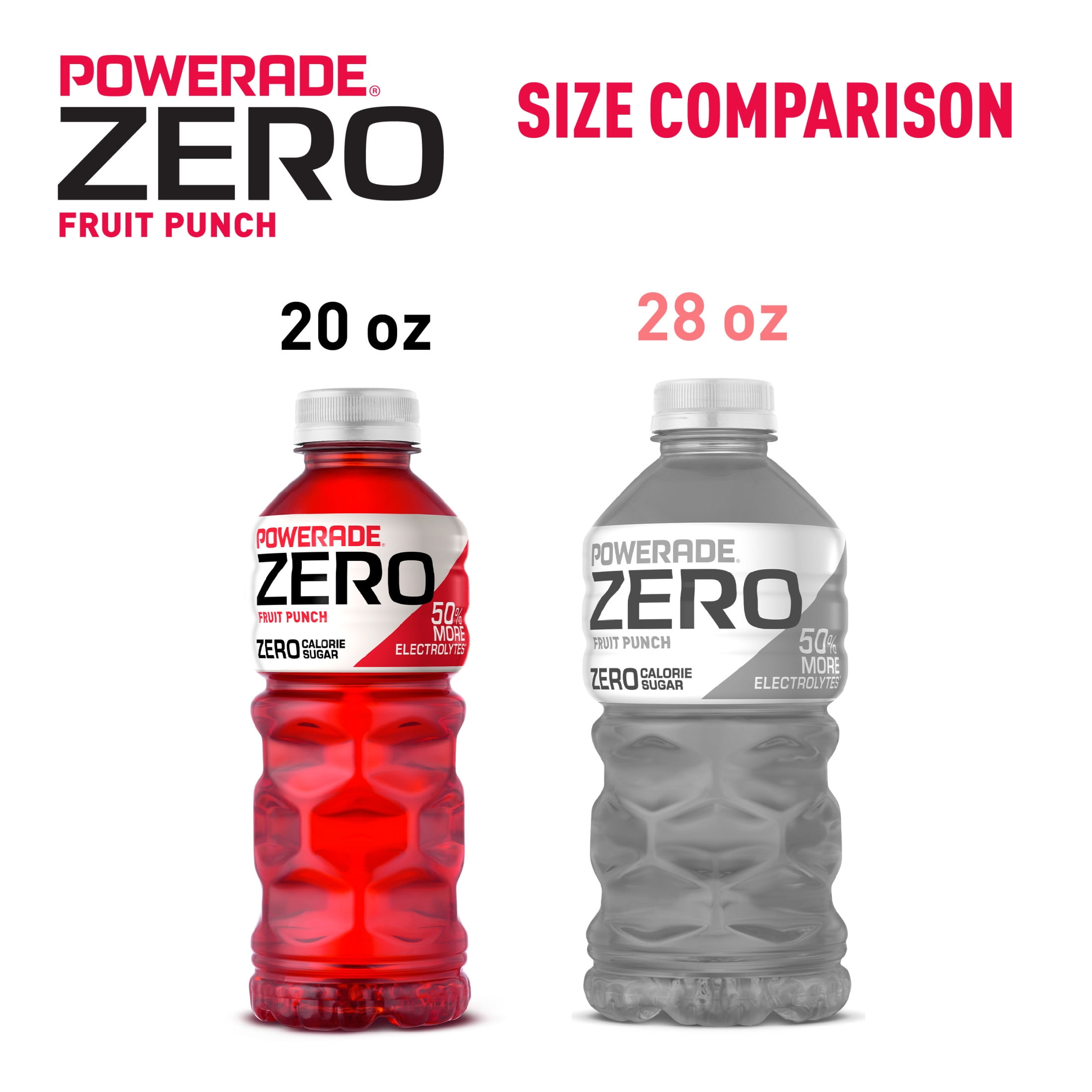(6 pack) POWERADE Zero Sugar Fruit Punch Electrolyte Sports Drink Bottles, 20 fl oz, 8 Pack