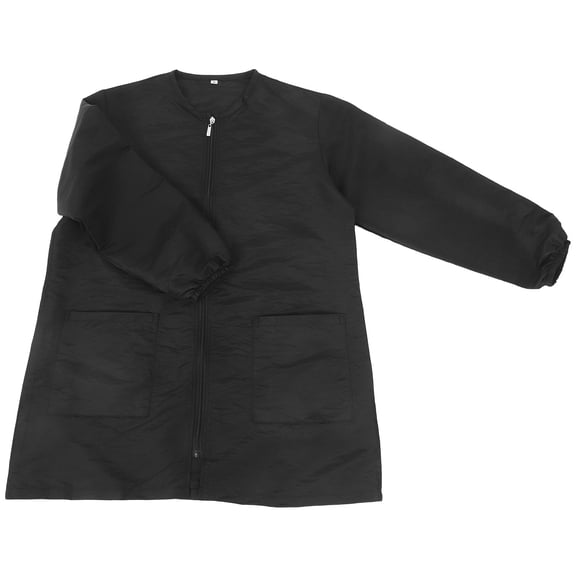 SOPOTUTU 1Pc Black Waterproof Barber Cape with Zipper and Pockets Comfortable Salon Gown