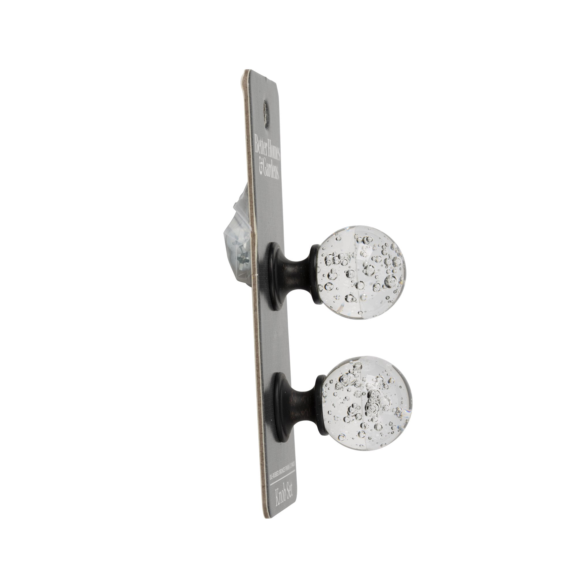 (2 pack) Better Homes & Gardens 1-3/16" (30mm) Clear Glass Bubble Knob, Oil Rubbed Bronze, 2 Pack