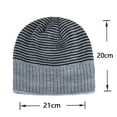 thumbnail image 2 of Beanies Hats for Men Women Unisex Couples Winter Hat Boys Girls Sherpa Fleece Lined Stripe Soft Warm Knitted Ski Snow Slouch Skull Cap, 2 of 3