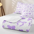 thumbnail image 4 of Manfei Purple Bow Love Heart Bed Spread Queen for Girls, Cute Cartoon Queen Coverlet Set, 4 of 7