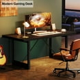 thumbnail image 3 of HSH Black Computer Desk, 55"Modern Office PC Writing Desk, Metal Computer Study Work Table for Home Office Bedroom, Industrial Executive Student Simple Workstation Desks with Storage, 55 In,Black Oak, 3 of 9
