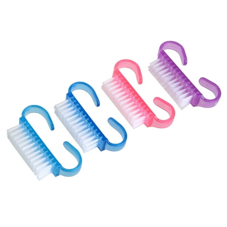 - 4pcs Handle Nail Brush Nail Hand Scrubbing Cleaning Brush (Random Color)