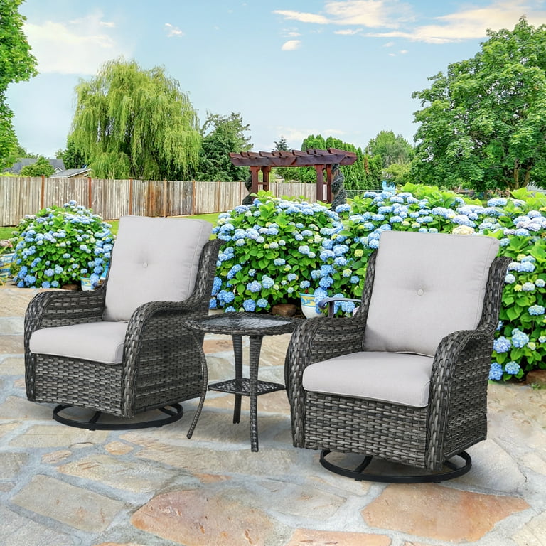Gray wicker online rocking chair