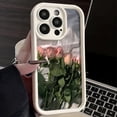 thumbnail image 3 of Funda de silicona con pintura al óleo para iPhone, carcasa con flor rosa blanca para iPhone 11, 12, 13, 14, 15 Pro Max, XS, X, XR, 78 Plus, SE 2020, 3 of 5