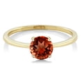 thumbnail image 2 of Gem Stone King 10K Yellow Gold Red Garnet Solitaire Engagement Ring for Women (1.00 Cttw, Round 6MM, Gemstone January Birthstone, Size 7.5), 2 of 5