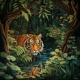 thumbnail image 4 of TEXTZEN 20x20 White Modern Wood Framed Wall Art Titled - Tiger on the Prowl, 4 of 6