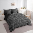thumbnail image 3 of Feelyou Skeleton Skull Comforter Set 7pcs, Grey Mandala Damask Floral Full Bedding Set, 3 of 8