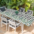 thumbnail image 2 of Green Eucalyptus Leaves Table Cloths for 8 Foot Rectangle Tables, Summer Botanical Daisy Black Plaid Patio Waterproof Elastic Fitted Tablecloths, Washable Rectangular Table Cover for Camping, 2 of 8
