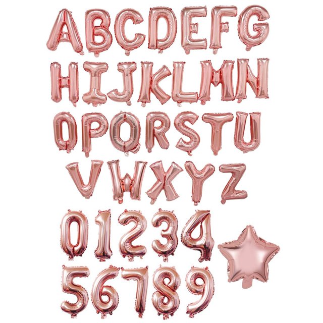 1pc/set Aluminum Foil Balloon In Letter, Number, Star, Birthday, Party, Festival, And Diy Shapes, Silver, Gold, And Rose Gold Colors Available
