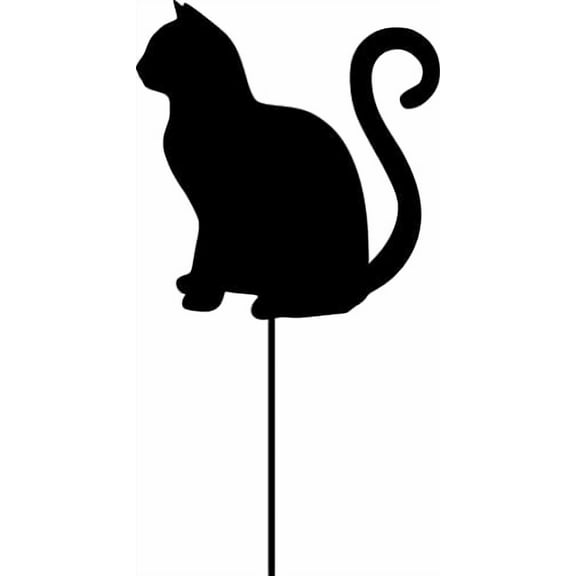 Metal Cat Garden Stake - Steel Gardening Decor - Animal Yard Art Marker - Kitten Garden Art - Spring Decor - Summer Decor (Flat Black Powder Coat)