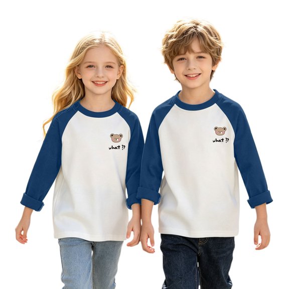 Ruyang Toddler Boys Girls Baseball Raglan Shirt Baby Long Sleeve Crew Neck Basic Tee Kids Back to School Layer Casual Top