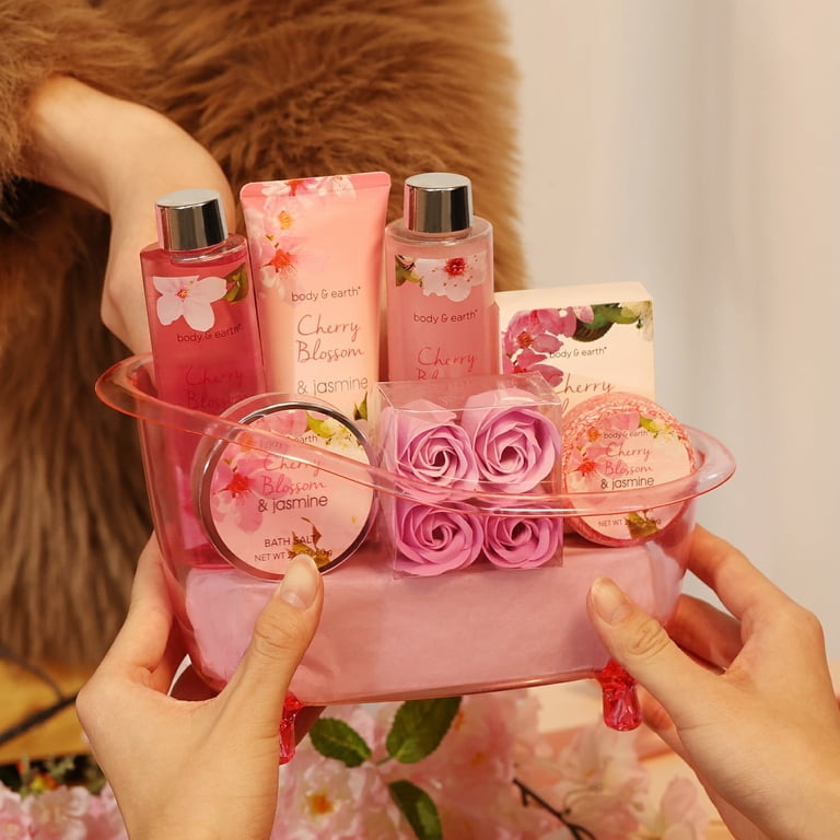 Body & Earth Bath Gift Sets for Women, Cherry Blossom and Jasmine