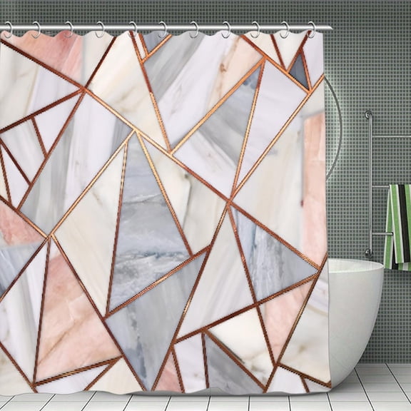 Luxury Texture Dark Pastel Blush Gray White Geometri Shower Curtain 70.8x70.8 Inch,Bathroom Shower Curtain,Home Waterproof Fabric Shower Curtain Bathtub Decor with Hooks