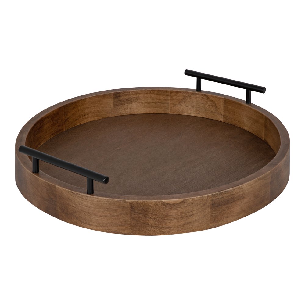 Kate and Laurel Lipton Modern Round Wood Decorative Tray, 18" Diameter