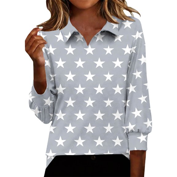 Atogsazn Women's 3/4 Roll Sleeve Shirt Casual Pullover Shirts Flowy Bussiness Lightweight Tops Workout Blouse 03-Gray XXL Fashion