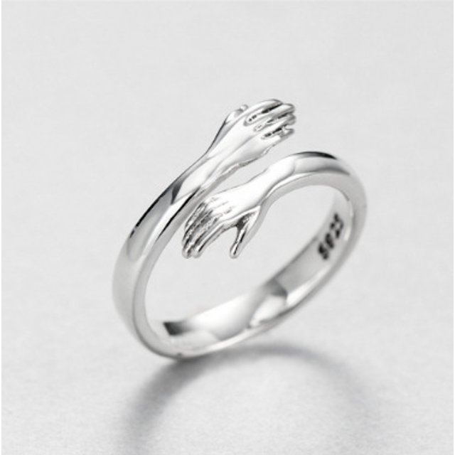 Anillo de plata S925 con forma de mano estilo retro, para abrazar a las novias, regalo de apertura, anillo de plata tailandés para mujer