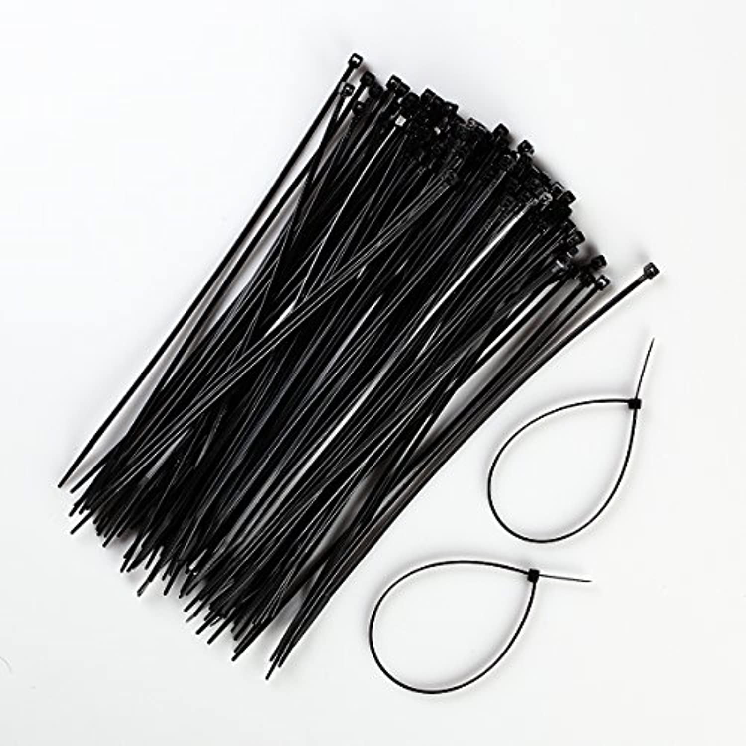 100 Pcs 8' INCH ZIP TIES NYLON BLACK 18 LBS UV WEATHER RESISTANT WIRE CABLE